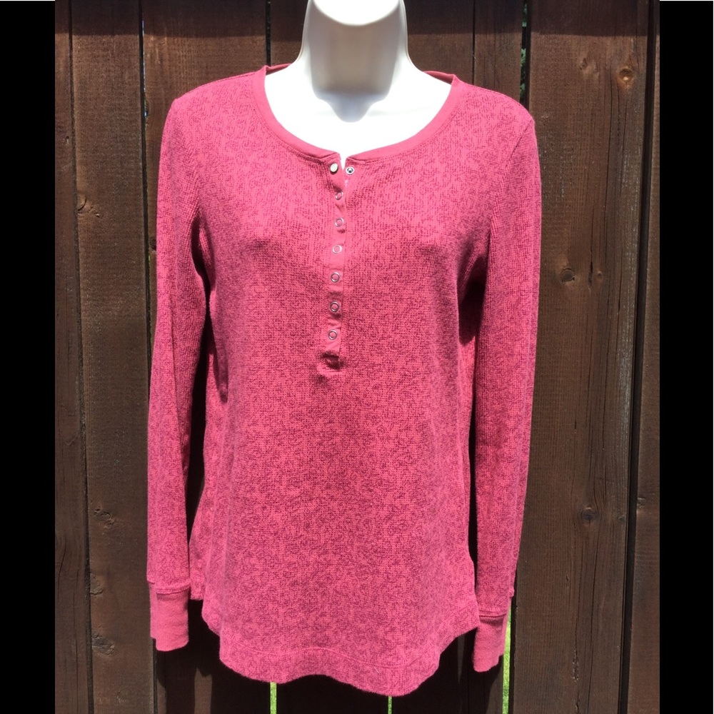 Eddie Bauer Dark Pink Thermal Henley EUC
